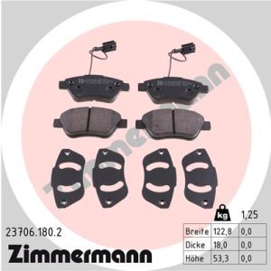 Placute frana FIAT QUBO (225_) 1.3 D Multijet (225AXE1A, 225CXE1A, 225AXH1A, 225AXL1A,... diesel 95 cai ZIMMERMANN 23706.180.2
