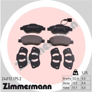 Placute frana FIAT 500 (312_) 1.3 D Multijet (312AXB1A) diesel 75 cai ZIMMERMANN 24072.175.2