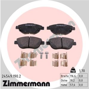 Placute frana FIAT 500L (351_, 352_) 0.9 (199LYC1B) benzina 105 cai ZIMMERMANN 24549.190.2