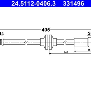 Furtun frana FIAT DOBLO Cargo (263_) 1.3 D Multijet (263WXU1A, 263ZXU1A, 263WYB1A, 263ZYB1A) diesel 95 cai ATE 24.5112-0406.3