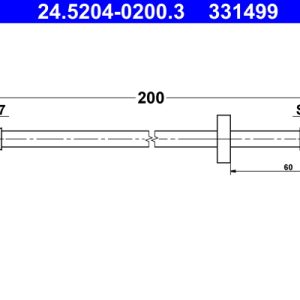 Furtun frana FIAT DOBLO Cargo (263_) 1.3 D Multijet (263WXU1A, 263ZXU1A, 263WYB1A, 263ZYB1A) diesel 95 cai ATE 24.5204-0200.3