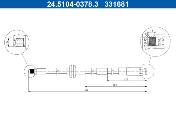 Furtun frana FIAT PANDA (312_, 319_) 0.9 (312PXG1A) benzina 86 cai ATE 24.5104-0378.3