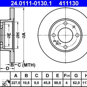 Disc frana FIAT PANDA (141_) 1000 4x4 benzina 45 cai ATE 24.0111-0130.1