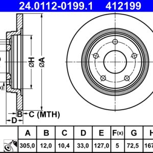 Disc frana FIAT FREEMONT (345_) 2.0 JTD 4x4 diesel 163 cai ATE 24.0112-0199.1