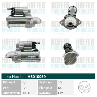 Electromotor FIAT 500L (351_, 352_) 1.3 D Multijet (199LXY1A, 199LXY11) diesel 84 cai HOFFER H5010059
