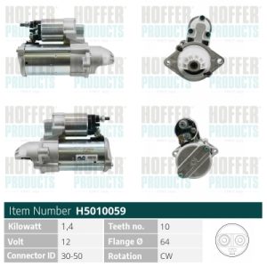 Electromotor FIAT QUBO (225_) 1.3 D Multijet (225AXE1A, 225CXE1A, 225AXH1A, 225AXL1A,... diesel 95 cai HOFFER H5010059