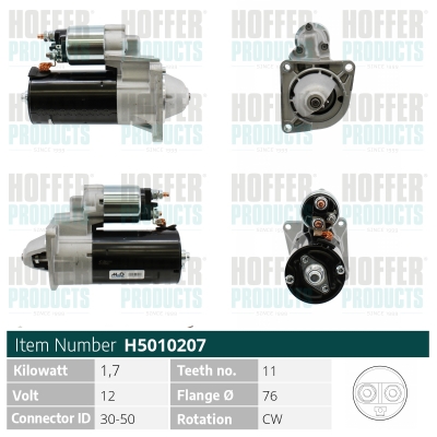 Electromotor FIAT DOBLO Cargo (263_) 1.6 D Multijet (263WXD1B, 263WXR1B, 263WXX1B, 263ZXD1B,... diesel 105 cai HOFFER H5010207