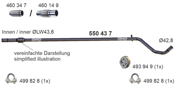 Racord evacuare FIAT PANDA (169_) 1.1 (169.AXA1A) benzina 54 cai ERNST 550437