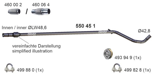 Racord evacuare FIAT PANDA (169_) 1.1 (169.AXA1A) benzina 54 cai ERNST 550451