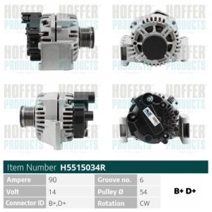 Alternator FIAT 500 C (312_) 1.3 D Multijet (312CXB1A) diesel 75 cai HOFFER H5515034R