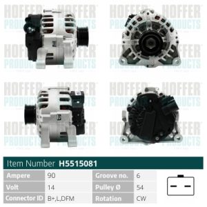 Alternator FIAT FIORINO Autoutilitara/limuzina spatioasa (225_) 1.4 (225BXA1A, 225BXF1A) benzina 73 cai HOFFER H5515081