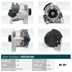Alternator FIAT PANDA (169_) 1.1 (169.AXA1A) benzina 54 cai HOFFER H5530198