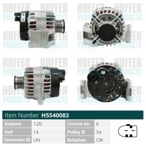 Alternator FIAT 500L (351_, 352_) 1.3 D Multijet (199.LYM11, 199.LYM1A) diesel 95 cai HOFFER H5540083