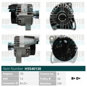 Alternator FIAT 500 C (312_) 1.2 (312CXA1A, 312AXA1A) benzina 69 cai HOFFER H5540130