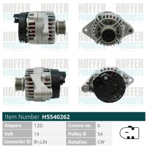 Alternator FIAT 500L (351_, 352_) 1.6 D Multijet (199LYD1B) diesel 105 cai HOFFER H5540262
