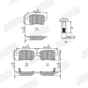 Placute frana FIAT TIPO limuzina (356_, 357_) 1.3 D (356SXB1A, 356SXH1A, 356SXD1A) diesel 95 cai JURID 573689J