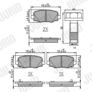 Placute frana FIAT 500X (334_) 1.0 (334.AXN1B) benzina 114 cai JURID 573693J