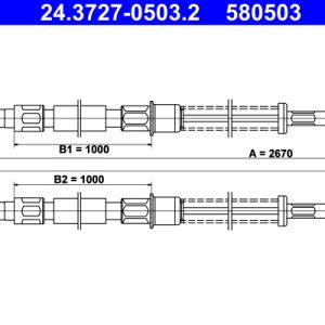 Cablu frana de parcare FIAT PANDA Caseta/ Hatchback (141_) 1.1 4x4 benzina 54 cai ATE 24.3727-0503.2