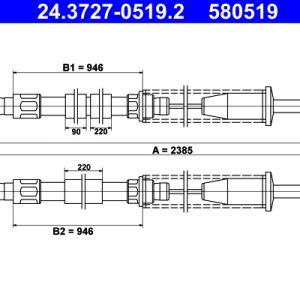 Cablu frana de parcare FIAT PANDA (141_) 1000 benzina 44 cai ATE 24.3727-0519.2