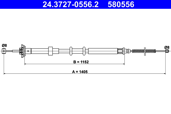 Cablu frana de parcare FIAT PANDA Caseta/ Hatchback (169_) 1.1 (169CXA1A) benzina 54 cai ATE 24.3727-0556.2