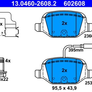 Placute frana FIAT 500 C (312_) 0.9 (312AXM1B) benzina 105 cai ATE 13.0460-2608.2