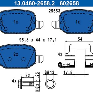Placute frana FIAT 500L (351_, 352_) 0.9 (199LYC1B) benzina 105 cai ATE 13.0460-2658.2