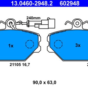 Placute frana FIAT TIPO (160_) 1.1 (160.AA) benzina 56 cai ATE 13.0460-2948.2