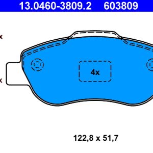 Placute frana FIAT PANDA (169_) 1.2 4x4 (169.AXB2A) benzina 60 cai ATE 13.0460-3809.2