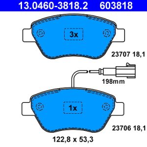 Placute frana FIAT 500 (312_) 1.3 D Multijet (312AXE1A) diesel 95 cai ATE 13.0460-3818.2