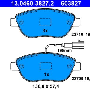 Placute frana FIAT DOBLO Cargo (263_) 1.3 D Multijet (263WXU1A, 263ZXU1A, 263WYB1A, 263ZYB1A) diesel 95 cai ATE 13.0460-3827.2