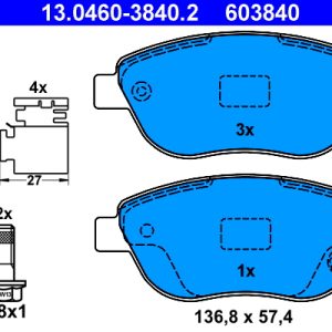 Placute frana FIAT 500L (351_, 352_) 0.9 (199LYC1B) benzina 105 cai ATE 13.0460-3840.2