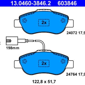 Placute frana FIAT 500 (312_) 1.3 D Multijet (312AXB1A) diesel 75 cai ATE 13.0460-3846.2