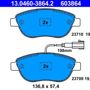 Placute frana FIAT QUBO (225_) 1.3 D Multijet (225AXE1A, 225CXE1A, 225AXH1A, 225AXL1A,... diesel 95 cai ATE 13.0460-3864.2