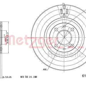 Disc frana FIAT QUBO (225_) 1.3 D Multijet (225AXE1A, 225CXE1A, 225AXH1A, 225AXL1A,... diesel 95 cai METZGER 6110098