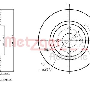 Disc frana FIAT 500 (312_) 0.9 (312AXG1A, 312.AXG11) benzina 86 cai METZGER 6110124
