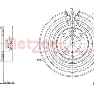 Disc frana FIAT QUBO (225_) 1.3 D Multijet (225CXB1A, 225AXB1A, 225CXB11, 225AXB11,... diesel 75 cai METZGER 6110216