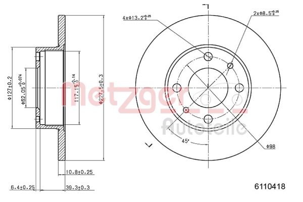Disc frana FIAT ARGENTA (132_) 2500 Diesel diesel 72 cai METZGER 6110418