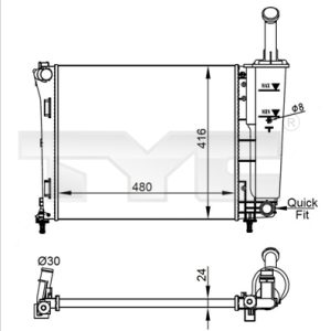 Radiator racire motor FIAT 500 (312_) 1.2 (312AXA1A) benzina 69 cai TYC 709-0022-R