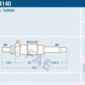Bujie incandescenta FIAT CROMA (154_) 2500 D diesel 75 cai FAE 74140