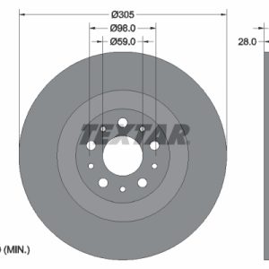 Disc frana FIAT DOBLO Cargo (263_) 1.3 D Multijet (263WXU1A, 263ZXU1A, 263WYB1A, 263ZYB1A) diesel 95 cai TEXTAR 92237603