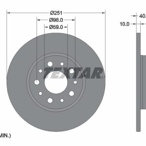 Disc frana FIAT 500L (351_, 352_) 0.9 (199LYC1B) benzina 105 cai TEXTAR 92244303