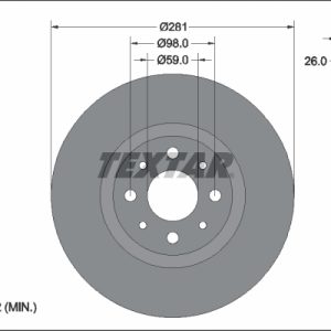Disc frana FIAT 500e (332_) Elektro (FA1) electric 95 cai TEXTAR 92344703
