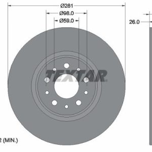 Disc frana FIAT TIPO combi (356_, 357_) 1.5 T4 Hybrid benzina/elector 131 cai TEXTAR 92349303