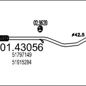 Racord evacuare FIAT 500 C (312_) 1.2 (312CXA1A, 312AXA1A) benzina 69 cai MTS 01.43056