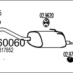 Toba esapament finala FIAT PANDA (169_) 1.2 Natural Power (169.AXB1A) Benzina/Gaz metan (GNC) 60 cai MTS 01.60060