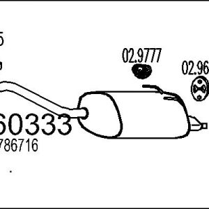 Toba esapament finala FIAT 500 (312_) 1.2 LPG (312AXA1A) Benzina/Autogaz (GPL) 69 cai MTS 01.60333