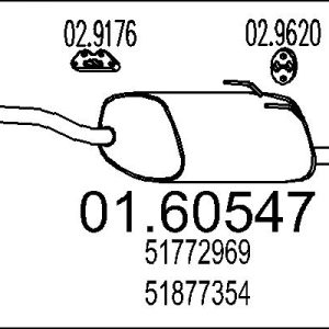 Toba esapament finala FIAT PANDA (169_) 1.3 D Multijet (169AXG1A, 169AXD1A) diesel 75 cai MTS 01.60547