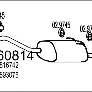 Toba esapament finala FIAT 500 (312_) 1.4 (312AXC1B, 312CXC1B) benzina 100 cai MTS 01.60814