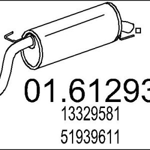 Toba esapament finala FIAT 500L (351_, 352_) 1.4 (199LYB1B) benzina 95 cai MTS 01.61293