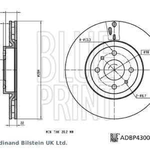 Disc frana FIAT TIPO (160_) 2.0 16V (160.AV) benzina 146 cai BLUE PRINT ADBP430000